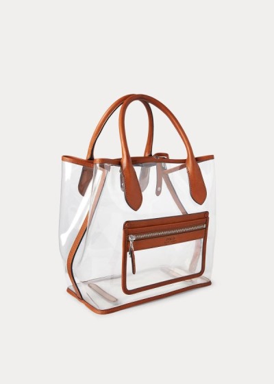 Bolsos De Mano Polo Ralph Lauren Mujer Marrom - Clear Medium Bellport - AVSMU5384